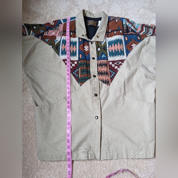 Vintage David James Aztec Tapestry Western Ranch Chore Coat Jacket - Picture 10 of 14